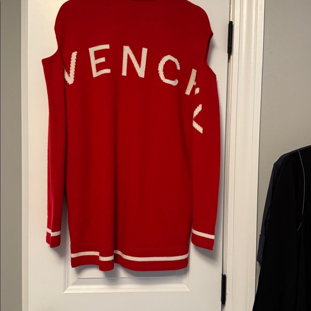 Givenchy Red Sweater Cardigan with White Logo - Picture 2 of 4